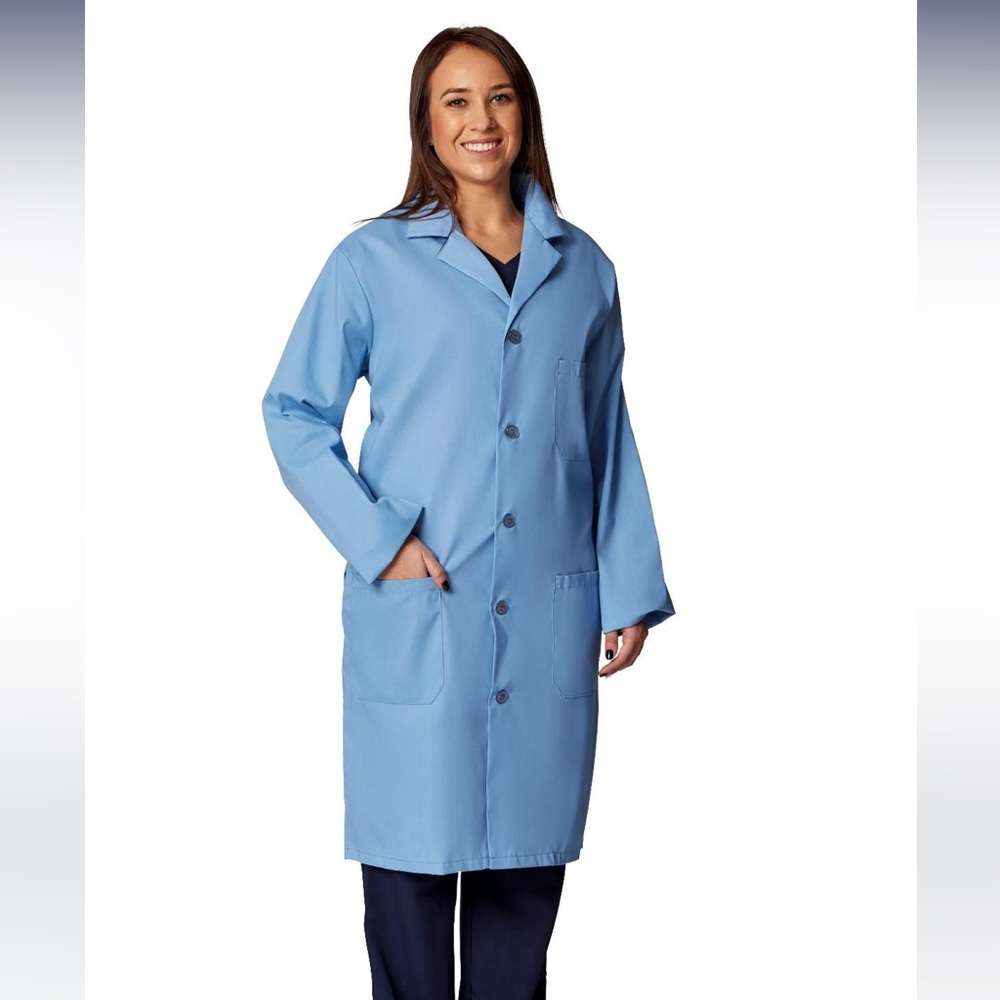 Medline Knee-Length Lab Coat Light Blue XS